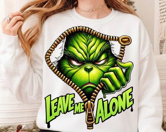 Déjame en paz - Grinch divertido PNG, anti Día de San Valentín PNG, sudadera con camiseta de Grinch, humor sarcástico, regalo para introvertidos, DTF retro de moda