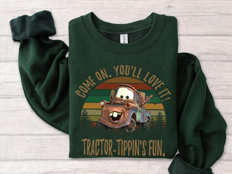 Mater Quote Vintage Shirt, Funny Tractor Tippin Tee, Cars Movie Fan Gift, Retro Graphic Tee, Hoodie Sweatshirt image 5