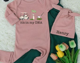 Golf It’s In My DNA Baby Bodysuit, Funny Sport Newborn Outfit, Custom Golf Baby Clothes, Baby Shower Gift for Golf Lovers, Baby Coming Home