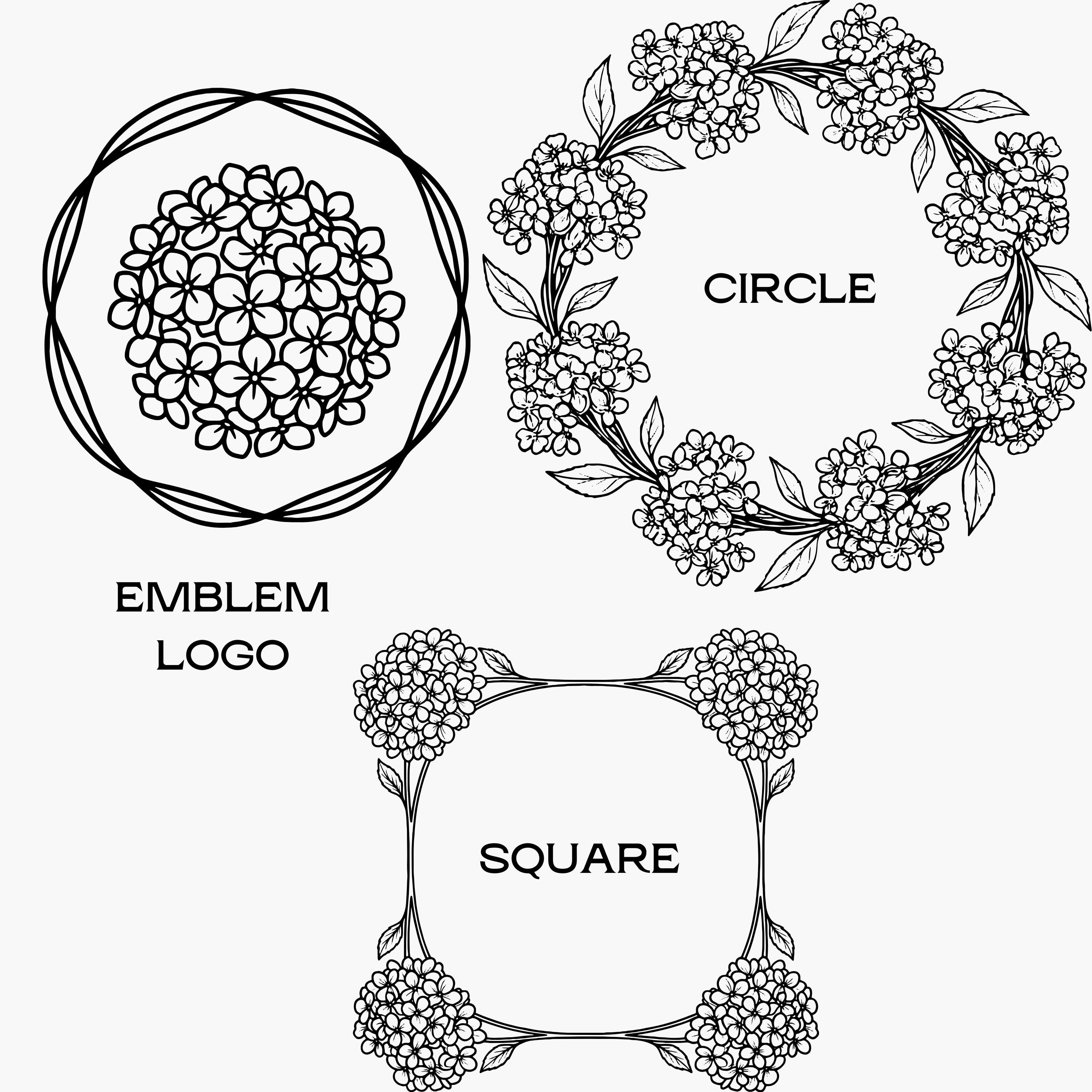 Hydrangea Flower Clipart SVG Bundle, Retro Line Art PNG (digital ...