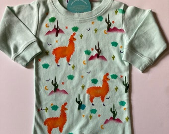 Baby Boy Llama Romper/Infant Romper/100% Cotton, Hand Painted/Coming Home Outfit/Baby Shower Gift/ Eco Friendly Dye/Natural Cotton/Made USA