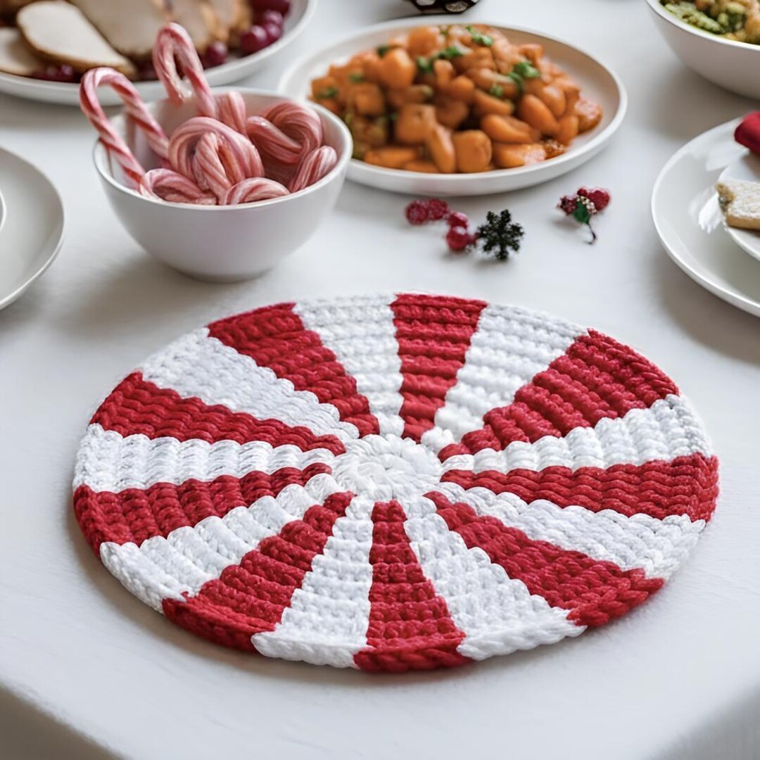 Peppermint Swirl Crochet Coaster Pattern • Holiday Spiral Design (PDF ...