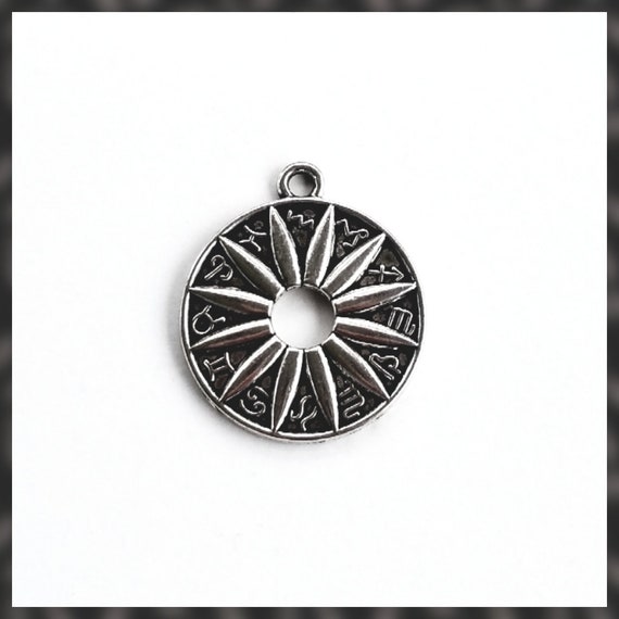 Tibetan Silver Zodiac Flower Pendant Charm 5 Pieces - Tibetan Silver Flower Pendant Tibetan Silver Zodiac Flower Pendant Charm 5 Pieces - Tibetan Silver Flower Pendant