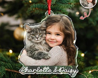 Personalisierter Weihnachtsbaumschmuck mit Haustierfoto, individueller Acryl-Weihnachtsschmuck