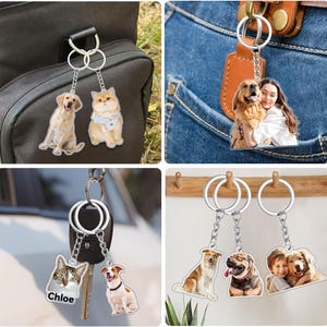 Personalized Pet Dog Keychain, Custom Cat Photo Acrylic Keyring, Pet Memorial Gift, Multiple Pets Keepsake, Gift for Pet Lovers