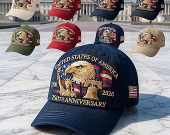 United States 250th Anniversary Cap – Embroidered Eagle Patriotic Baseball Hat
