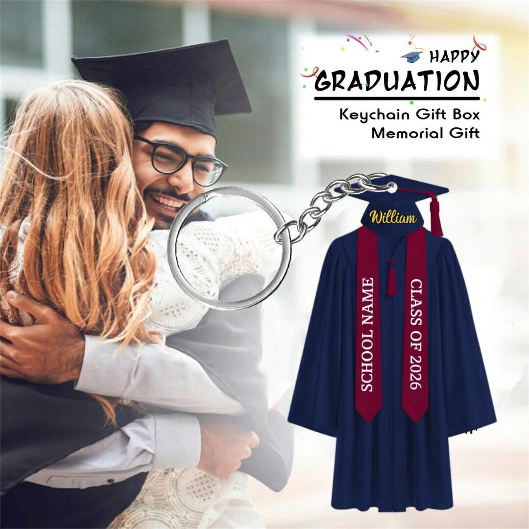 Custom Graduation Acrylic Keychain, Personalized Class of 2026 Keyring ...