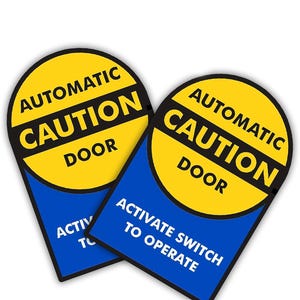 Caution Automatic Door Sticker, Activate Switch To Operate Sign, Multicolor Glass Door Safety Waterproof Vinyl Decal