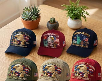 USA 250th Anniversary Eagle Baseball Cap, Patriotic 1776–2026 Adjustable Cotton Hat