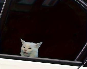 Funny Smudge The Cat Meme Sticker, Woman Yelling At Cat Vinyl Decal, Waterproof Auto Window Bumper Skateboard Laptop Car Sticker