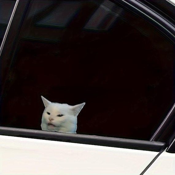 Funny Smudge The Cat Meme Sticker, Woman Yelling At Cat Vinyl Decal, Waterproof Auto Window Bumper Skateboard Laptop Car Sticker