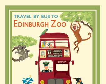 Edinburgh Zoo Fine Art Print A4 A3 A2