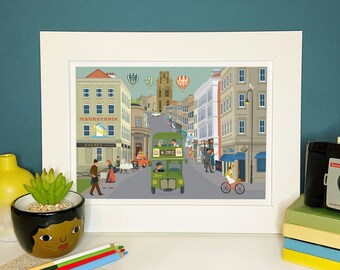 Bristol Park Street Illustration print A4 A3 A2