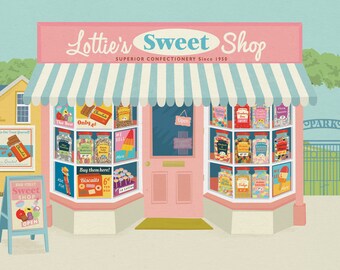 A3 Personalised Sweet Shop Fine Art Print