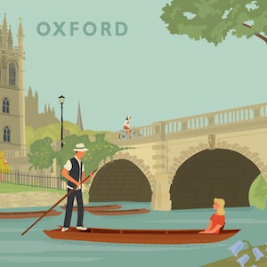 SALE Oxford Greetings Card Punting op de Cherwell