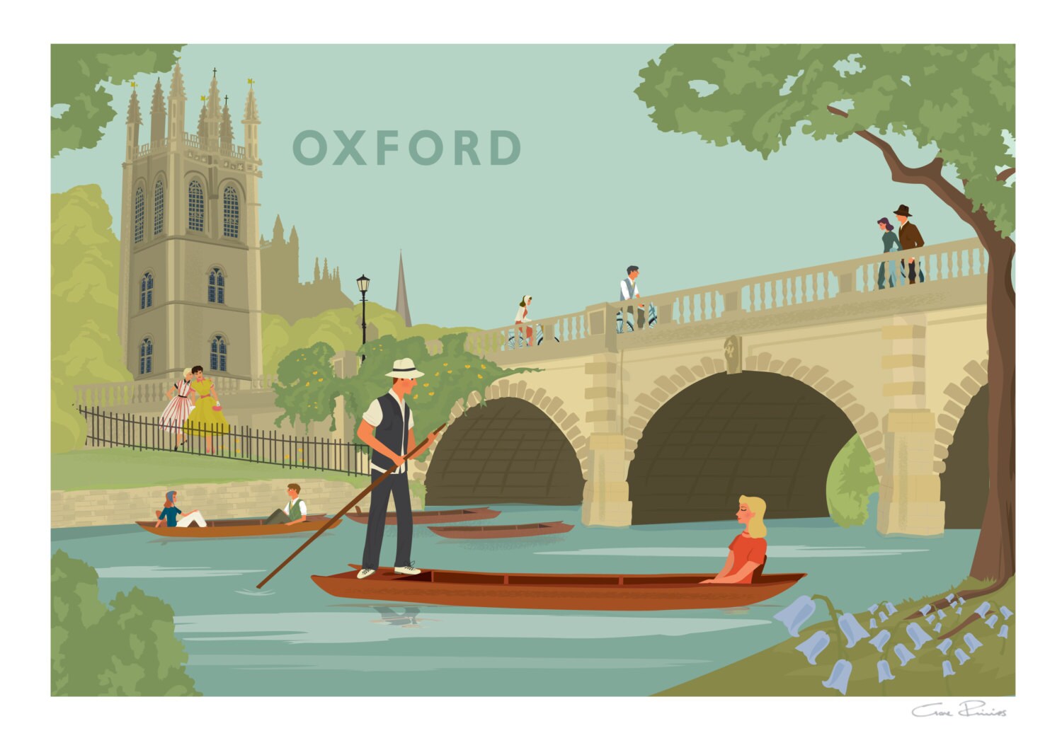 Oxford A4 Giclée Fine Art Print Punting on the Cherwell at Etsy