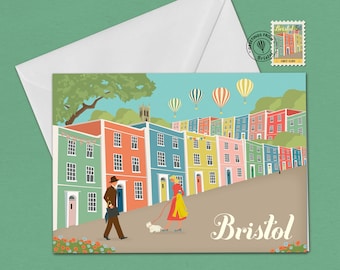 Bristol Greetings Card  Rainbow Houses