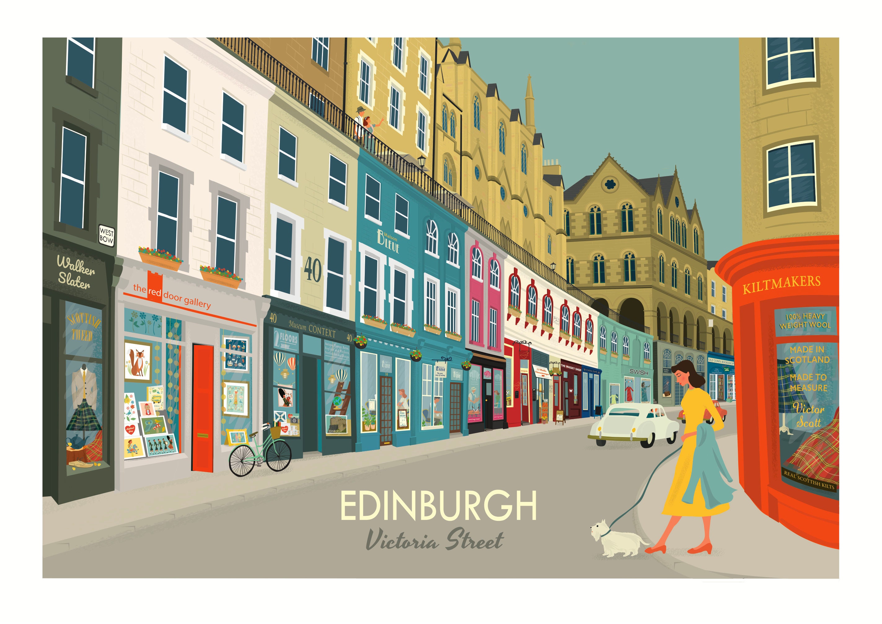 Edinburgh Illustration Fine Art Print Victoria Street A4 A3 A2 Etsy UK
