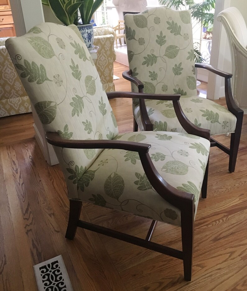 Pair Of Leaf Patterned Martha Washington Chairs Totally Refurbished Shipping Rates Vary