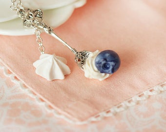 Blueberry necklace - Realistic Blueberry Pendant - Sweet Food Necklace - Clay Food Necklace -  Kawaii necklace - Food Jewelry