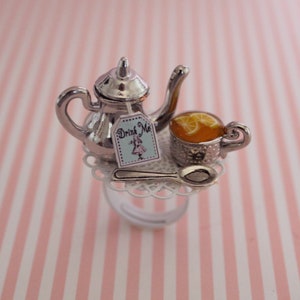 Alice in Wonderland Ring - Eat Me Drink Me Ring - Tea Party Ring - Tea Set Jewelry - fairy Tale Jewelry - Tea Party Jewelry -  kawaii ring