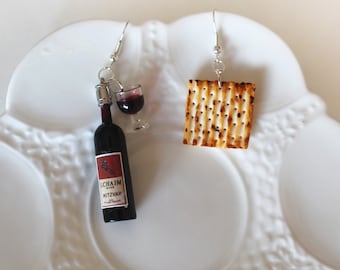 Jewish Food Earrings - Jewish Food Jewelry-Mini Matzah Jewelry-Passover Jewelry-Miniature Jewish Food Jewelry-Jewish Mini Food-Jewish Gift