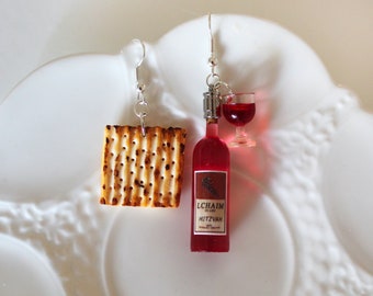 Jewish Food Earrings - Jewish Food Jewelry-Mini Matzah Jewelry-Passover Jewelry-Miniature Jewish Food Jewelry-Jewish Mini Food-Jewish Gift