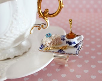 Tea Party Ring Ring -  Tea time Jewelry - Tea Party Jewelry - Tea Set Jewelry - fairy Tale Jewelry - Tea Party Jewelry -  kawaii ring