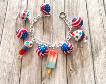 4th of July Bracelet- American Patriotic Bracelet- American Flag Jewelry - 4th of July Jewelry - USA Jewelry- USA Accessories