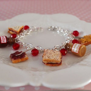 Peanut butter and jelly Bracelet Sandwich charm Bracelet Peanut Butter and Jelly Jewelry Pb&J Miniature Food Bracelet Mini Food Jewelry image 8