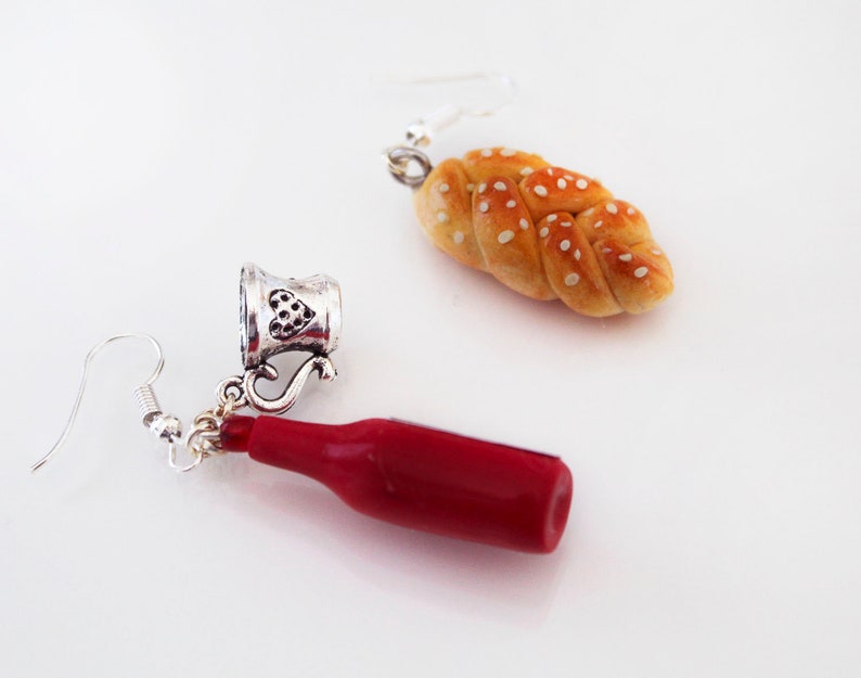 Jewish Food Jewelry-Mini Challah Jewelry-Shabbat Jewelry-Miniature Jewish Food Jewelry-Jewish Mini Food-Jewish Gift Jewish Food Earrings