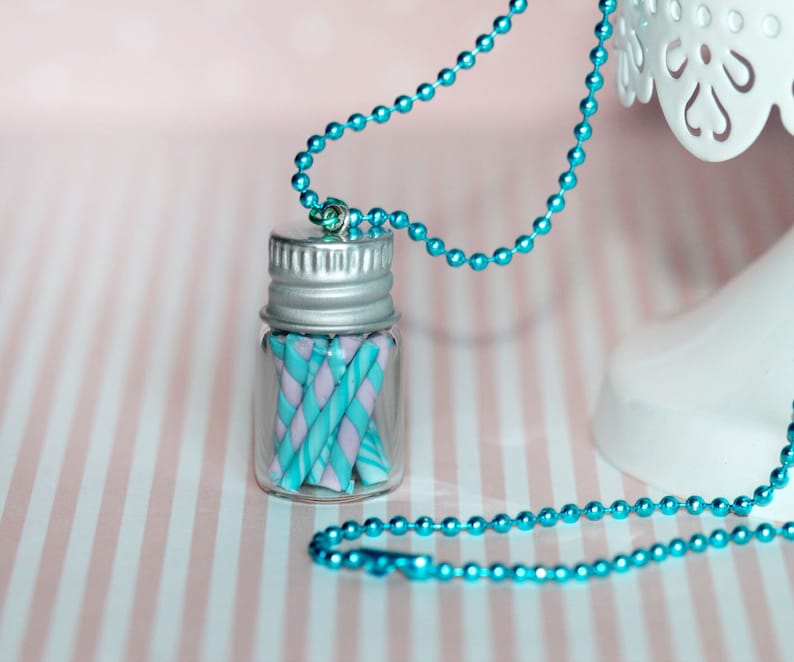 Candy Jar Necklace Candy Bottle Necklace Blue & Pink Etsy