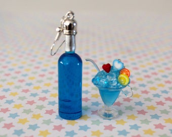 Summer Drink Earrings - Cocktail Jewelry - Summer Jewelry - Kawaii Drink earrings - Blue Cocktail Earrings -Tropical Drink Jewelry