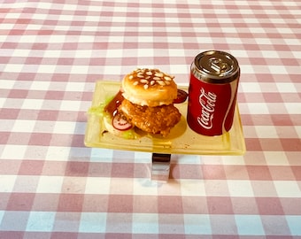 burger Ring - Chicken burger Ring - Junk Food Ring - Junk Food Jewelry- Miniature Food Jewelry-Fast Food Jewelry - Schnitzel Jewelry