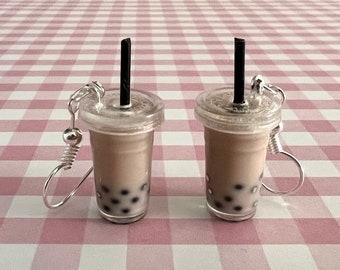 Boba Tea Earrings - Boba Tea Jewelry - Summer Drink Earrings - Bubble Tea Earrings-Drink Earrings- Miniature Food Jewelry-Bubble Tea Jewelry