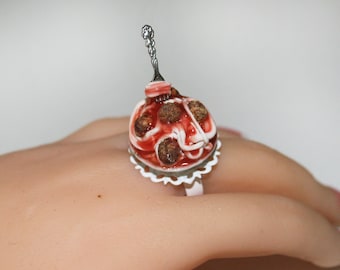 Spaghetti Ring - Italian Food Jewelry - Food Ring - kawaii ring - Miniature Food Jewelry