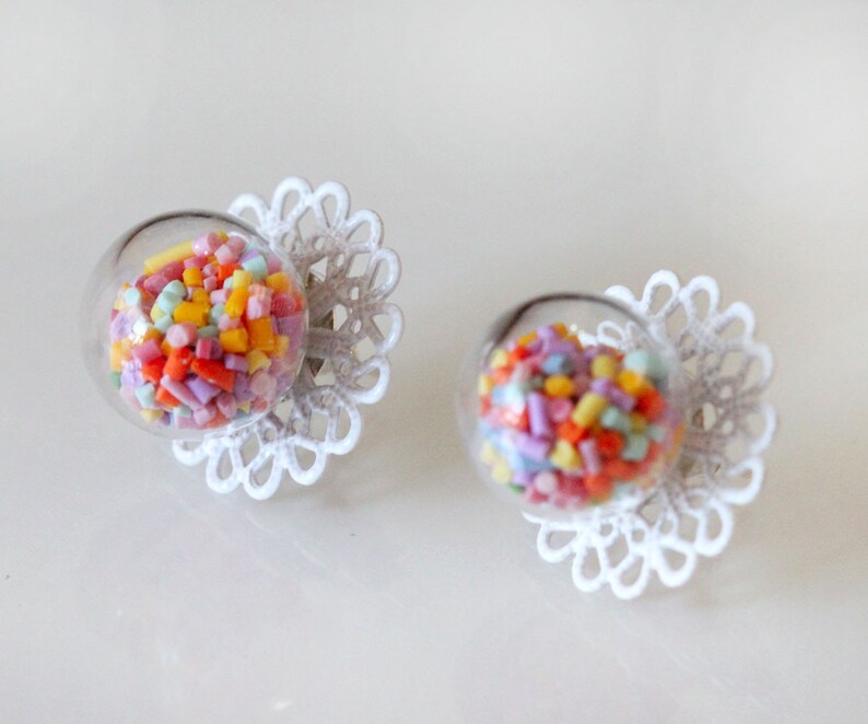 Candy Jar Earrings Candy Sprinkle Earrings Glass Bottle Etsy