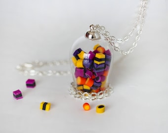 Candy jar Necklace - Licorice Jar Necklace - Bottle  Necklace - Miniature Food Jewelry - Food Necklace