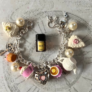 Tea Party Bracelet - Alice in Wonderland Bracelet - Pink Sweet Lolita Bracelet - Key Chams Jewelry -Miniature Food Jewelry- Scented Jewelry