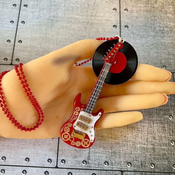 Guitar Necklace - Music Charm Necklace -Guitar Pendant - Music Player fun Gift - Guitarist gift - Gift for Musician - Music Jewelry