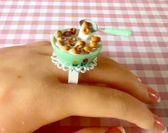 Cereal Ring - Loops Cereal Ring - Breakfast Jewelry - Miniature Food Jewelry - Food Ring - Cereal Jewelry - Kawaii Ring
