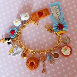 Tea Party Bracelet - Alice in Wonderland Bracelet - Fairy Tale Jewelry - Miniature Food Jewelry -Tea set Charm Bracelet - Kawaii Bracelet