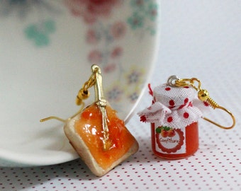 Breakfast Earrings - Apricot Jam Earrings - Miniature Food Earrings - Miniature Food jewelry
