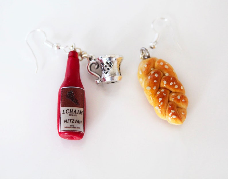Jewish Food Jewelry-Mini Challah Jewelry-Shabbat Jewelry-Miniature Jewish Food Jewelry-Jewish Mini Food-Jewish Gift Jewish Food Earrings