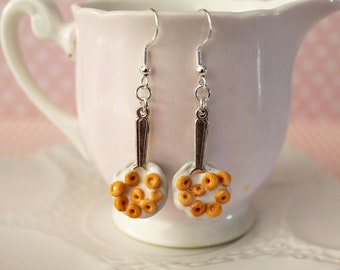 Cereal Earrings - Corn Flakes Earrings -  Breakfast Earrings - Miniature Food Jewelry - Pastry Earrings - Cereal Earrings
