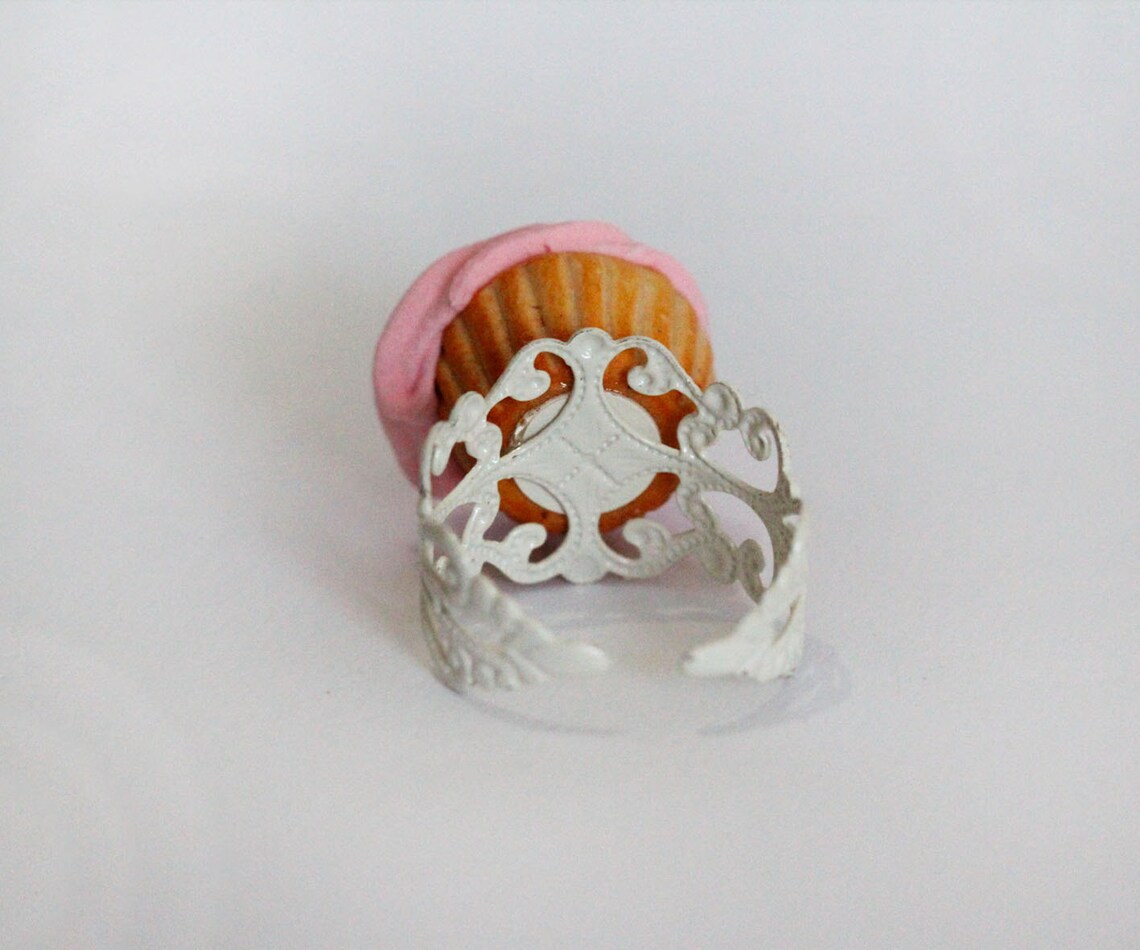 Cupcake Ring Pink Cupcake Ring Pastry Ring tea Party Ring Etsy