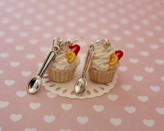 Cupcake Earrings  - Food Earrings - Cupcake Earrings - Miniature Food Jewelry - Kawaii Earrings