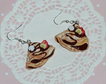 Crepe Earrings - French crepe Earrings -  food Earrings - Miniature Food Jewelry - Pastry Earrings -