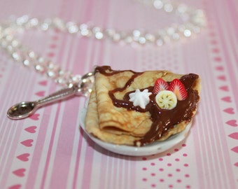 Collier Crêpe Français Chocolat - Collier Alimentaire - Collier Kawaii