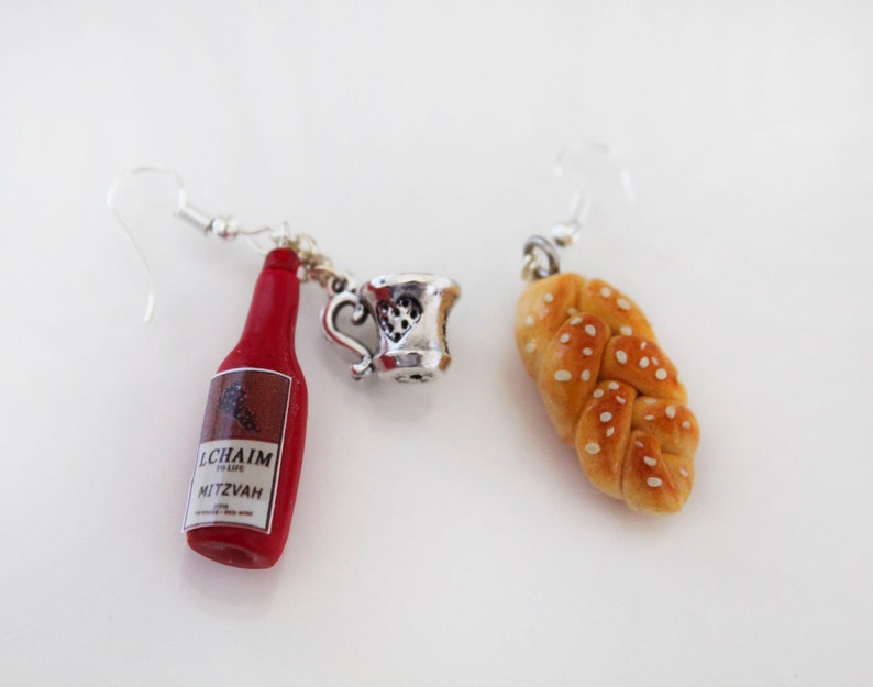 Jewish Food Jewelry-Mini Challah Jewelry-Shabbat Jewelry-Miniature Jewish Food Jewelry-Jewish Mini Food-Jewish Gift Jewish Food Earrings